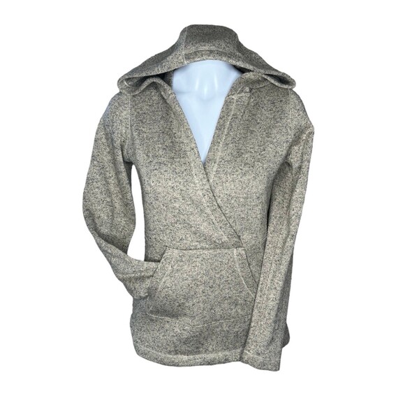 Eddie Bauer Faux Wrap Hoodie Sweatshirt Tan Soft Fleece Warm Outdoors Womens XS - Picture 1 of 9